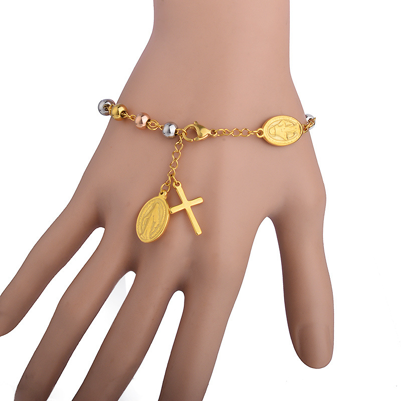 Hot Virgin Mary Bead Stainless Steel Jewelry Bracelet For Woman