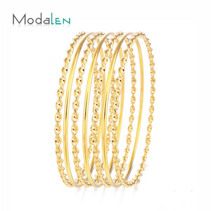 Modalen Ladies 22k Gold Custom Wire Stainless Steel Bangle Bracelet Woman Set