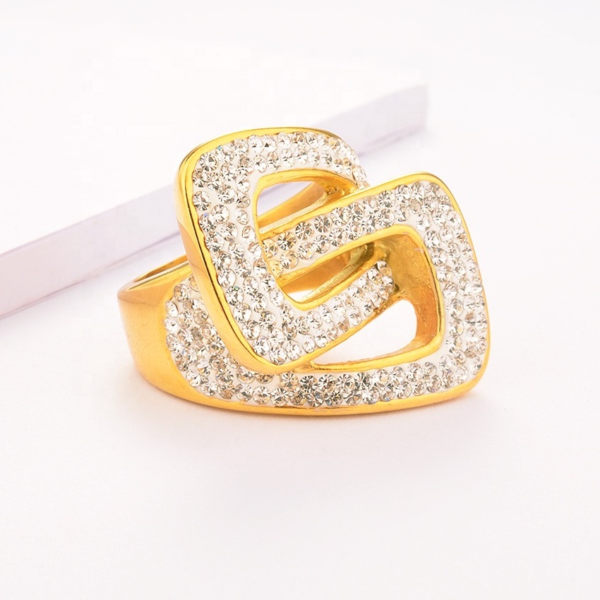 Modalen Dubai Cubic Zirconia Design Jewelry Gold Plated 316L Stainless Steel Ring