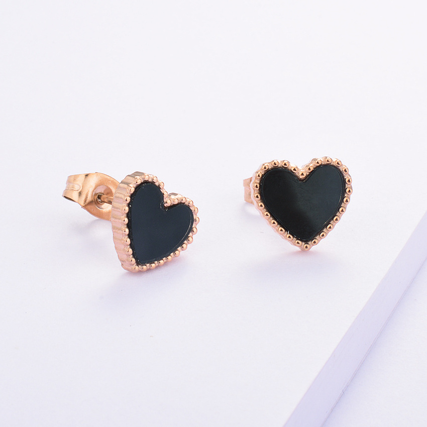 Modalen Classic Woman Gold Earring Stud Heart Shape Jewelry