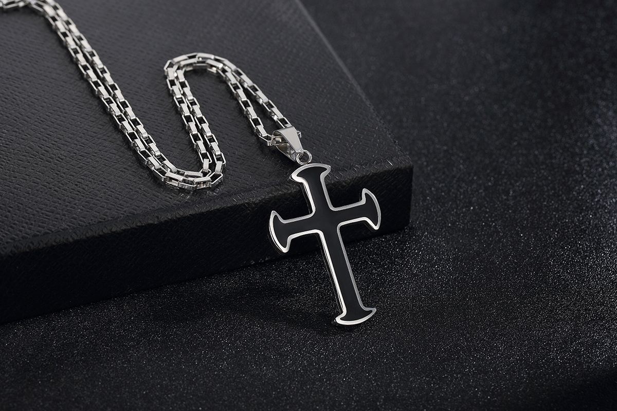 Mens Pendant Fashion Jewelry Necklaces Leather Men's Celtic Orthodox Men Stainless Steel Necklace Cross