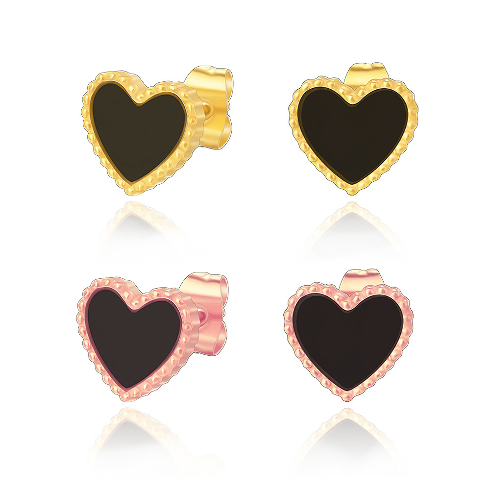 Modalen Classic Woman Gold Earring Stud Heart Shape Jewelry