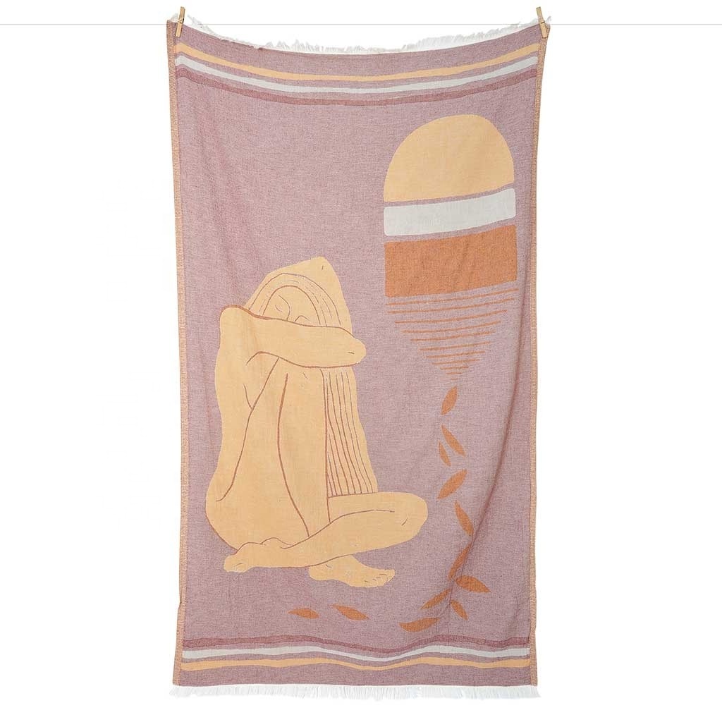 Superdry Wholesale Yoga Beach Towel with Logo Custom Print Personalised Turkish Bath Towels with Tassels 100% cotton Peshtemal