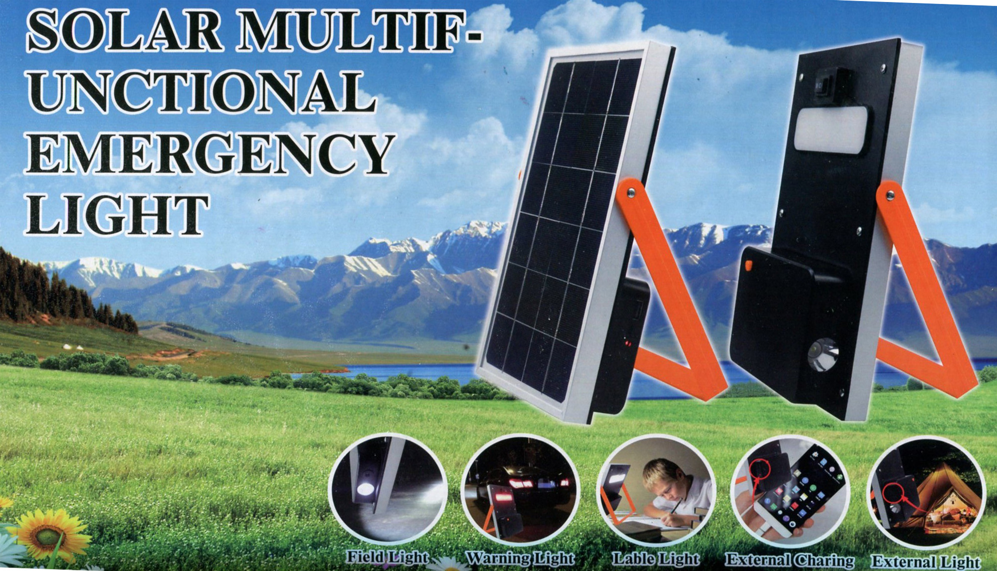 Solar energy kit family use Portable multifunctional solar emergency lamp Portable Backup Power With Solar Panel