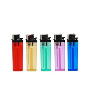 8.0 cm transparent disposable stone flint lighter cigarette plastic lighters