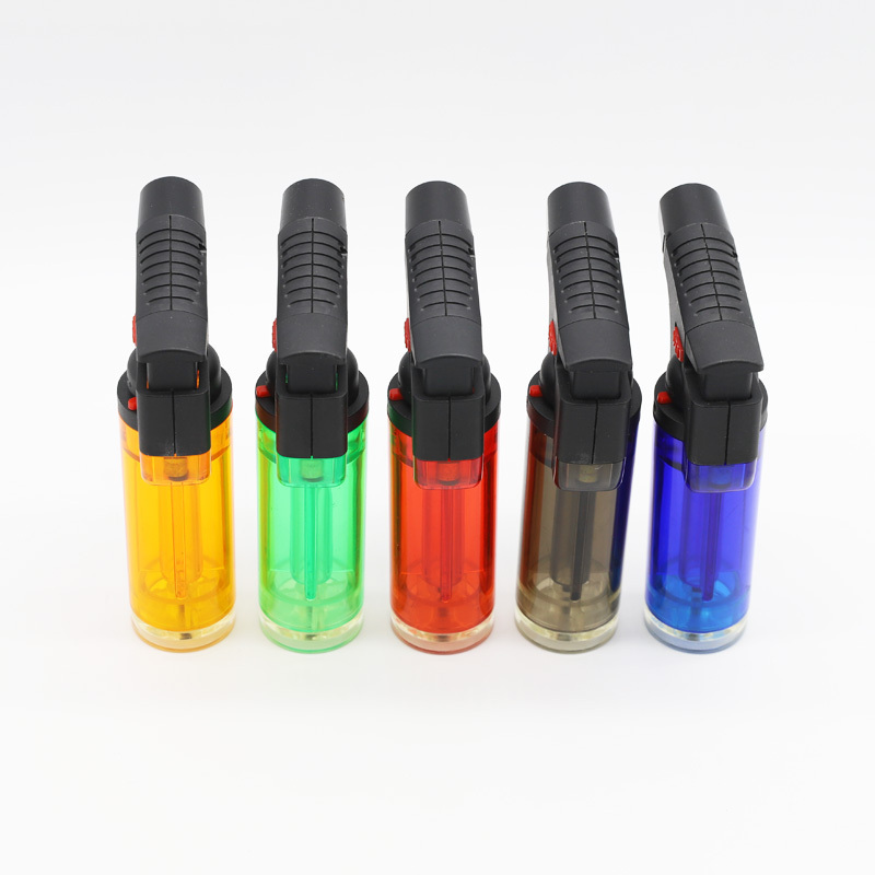 M7101 Jet Lighter Double Flames Plastic Cigarette Lighter transparent 5 colors Windproof lighter