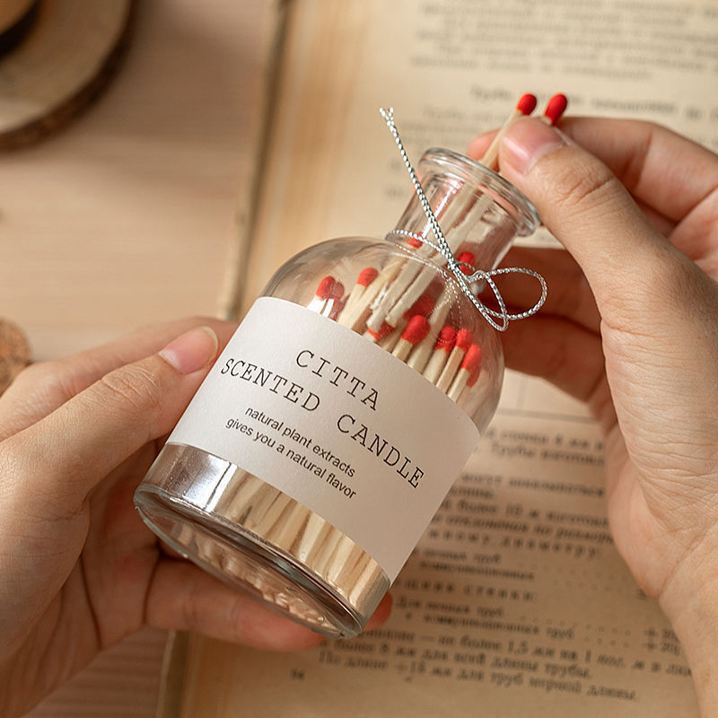 Creative Drift Bottle Homemade Wood Stem Matches Photo Decoration Props Glass Bottle Of Matches in Glass Jar