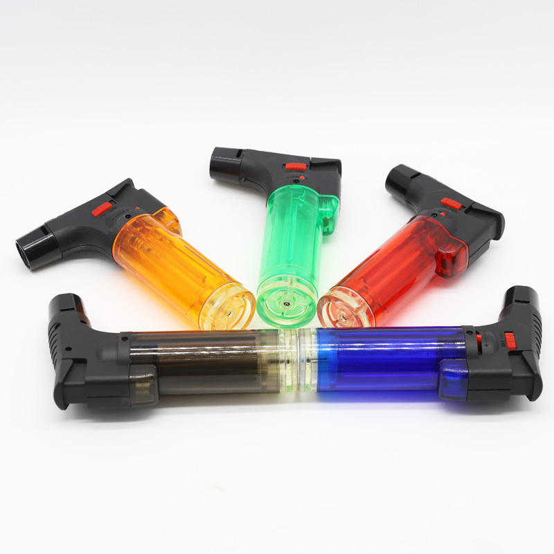 M7101 Jet Lighter Double Flames Plastic Cigarette Lighter transparent 5 colors Windproof lighter