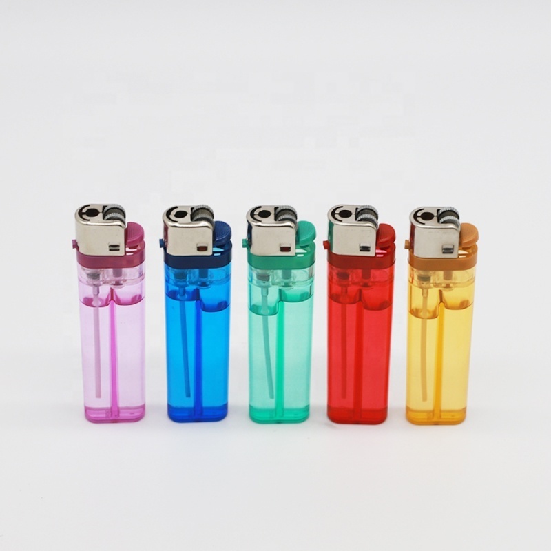 8.0 cm transparent disposable stone flint lighter cigarette plastic lighters