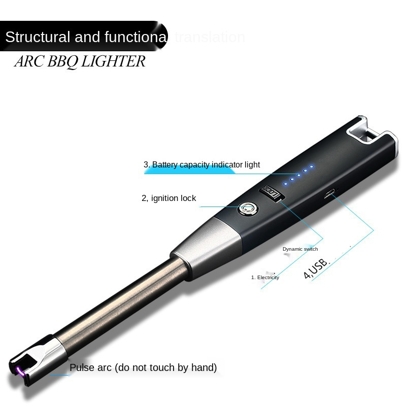 New Metal Windproof Kitchen Igniter Gas Stove Lighter Plasma Arc Flameless USB Electronic Rechargeable Arc Igniter