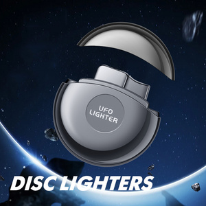 Popular Space UFO Creative Personalized Magnetic Round Metal Inflatable Windproof Lighter