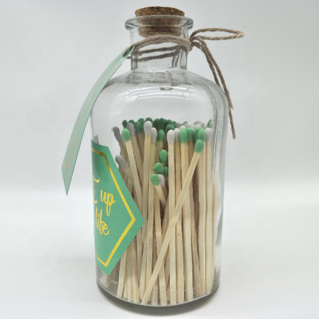 Colored Head Safety Matches Long Matchsticks in Glass Bottles