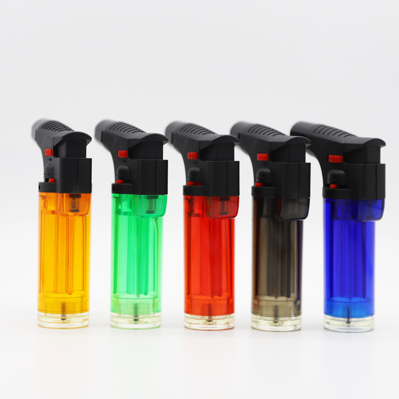 M7101 Jet Lighter Double Flames Plastic Cigarette Lighter transparent 5 colors Windproof lighter