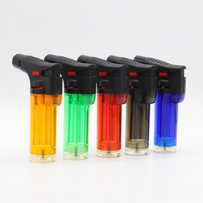 M7101 Jet Lighter Double Flames Plastic Cigarette Lighter transparent 5 colors Windproof lighter