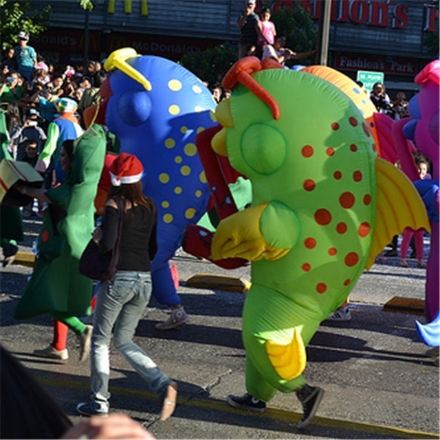 Parade event decoration funny inflatable walking jazz fish costume with saxophone