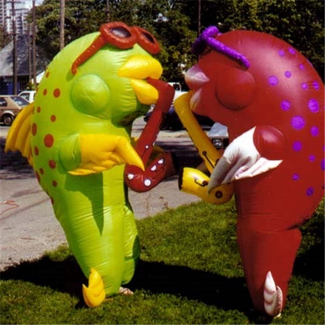 Parade event decoration funny inflatable walking jazz fish costume with saxophone