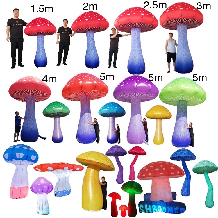 Custom size giant inflatable mushroom model with LED light for decoration