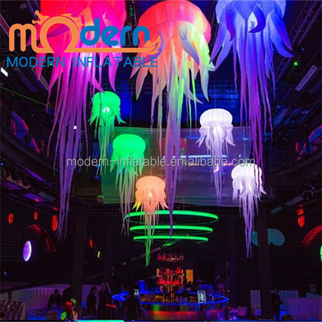 Hot sale ocean event inflatable animal night club party  ceiling decoration led lighting giant inflatable jellyfish balloon