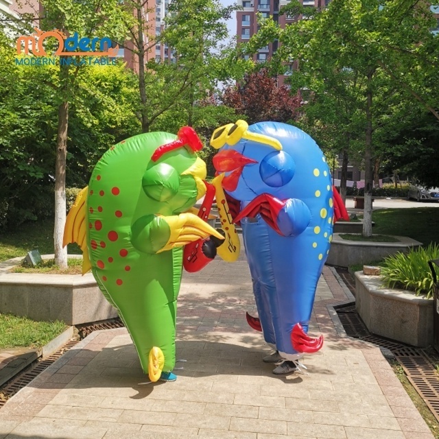 Parade event decoration funny inflatable walking jazz fish costume with saxophone