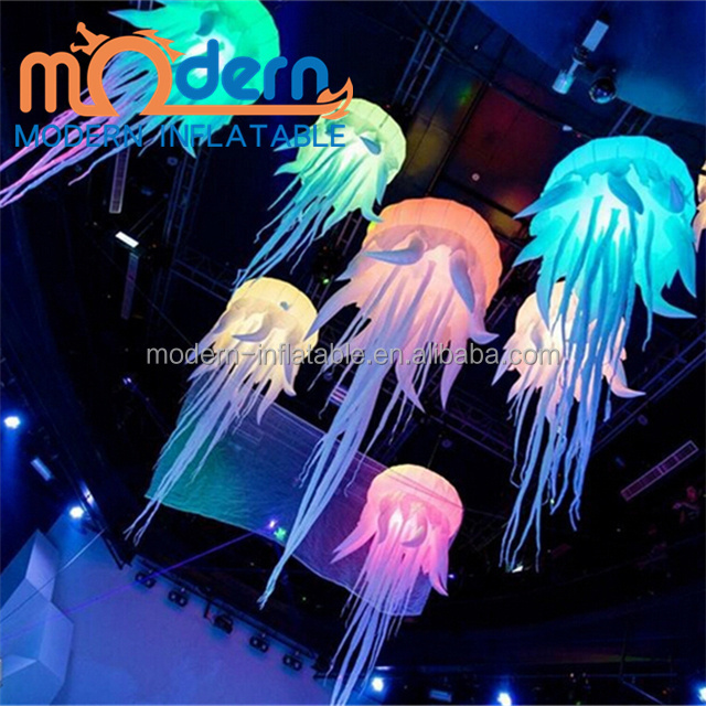 Hot sale ocean event inflatable animal night club party  ceiling decoration led lighting giant inflatable jellyfish balloon