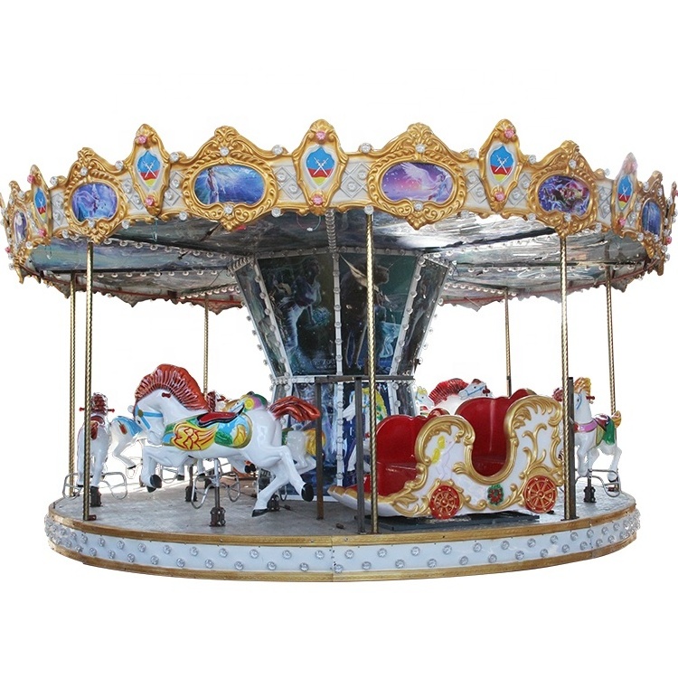 Manege most popular hot sale trailer mounted amusement park rides merry go round carousel for sale