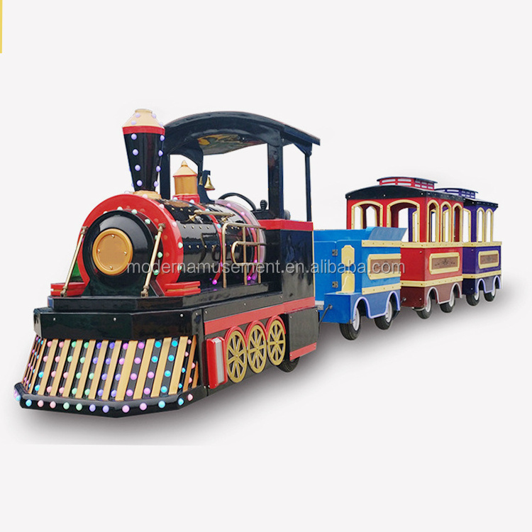 Funfair rides kids 24 seats amusement park rides trackless train electric mall train mini trackless train for sale