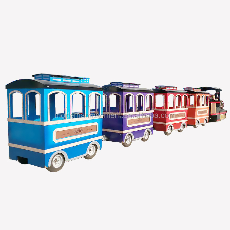 Funfair rides kids 24 seats amusement park rides trackless train electric mall train mini trackless train for sale