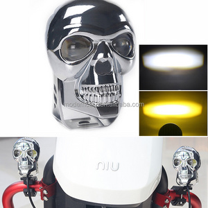 2pcsMotorcycle headlights working lights Skull head White yellow red driving fog lights Car UTV truck Off-road Led spotlight 12V