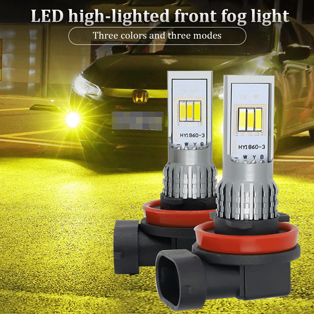 H8 H11 led fog light three color hb4 hb3 1860 6SMD H16 fog lamps H3 H4 H7 LED BULBS 880 881 H27 FOG LAMP PSX24W PSX26W BULB