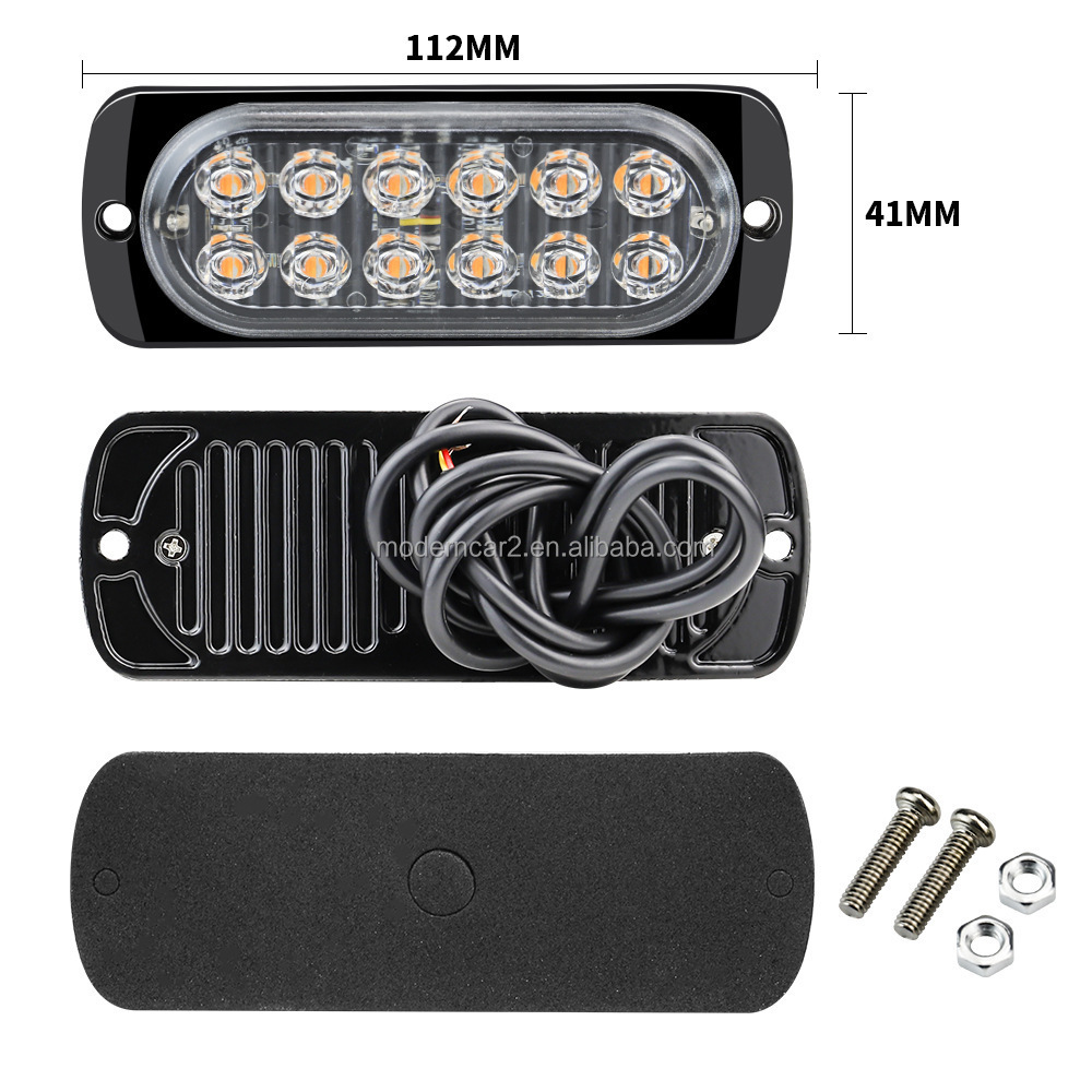 12-24V Emergency Alarm Strobe Truck Side Marker Stroboscope Blinking Amber LED Warning Light Bar Flash for Car&Vehicles