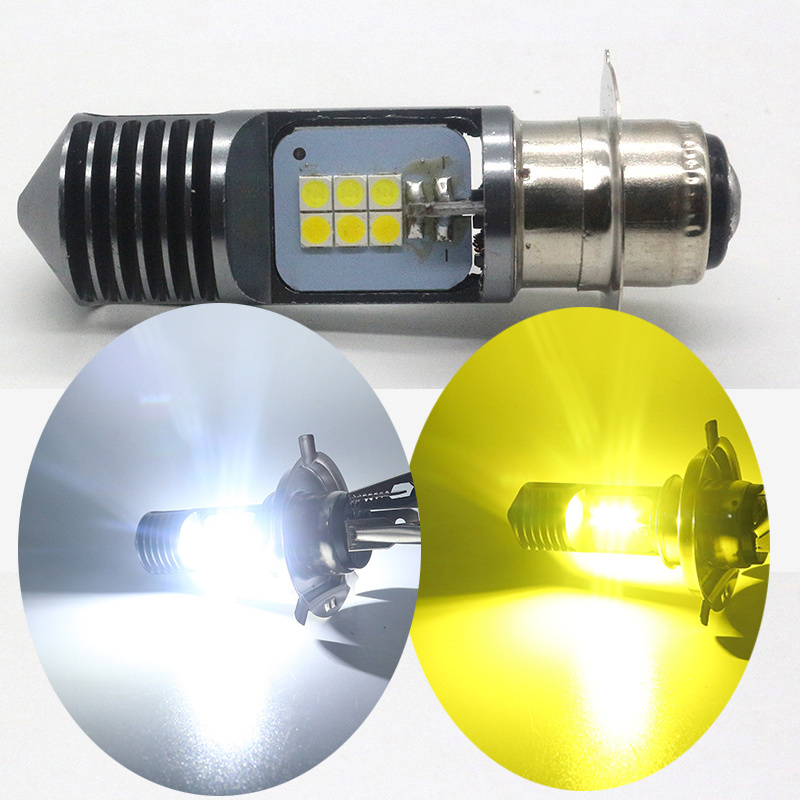 H4 BA20D P15D LED Motorcycle Headlight Bulbs 6000k Hi/lo Beam 3030 12SMD Moto LED Scooter ATV Accessories Fog lamp Yellow white