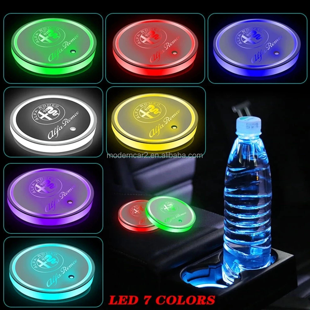 1PCS Car Led Atmosphere Light Water Cup Mat for Dacia Duster Logan Dokker Sandero Logan Lodgy Sandero Solenza Dokker Car Styling