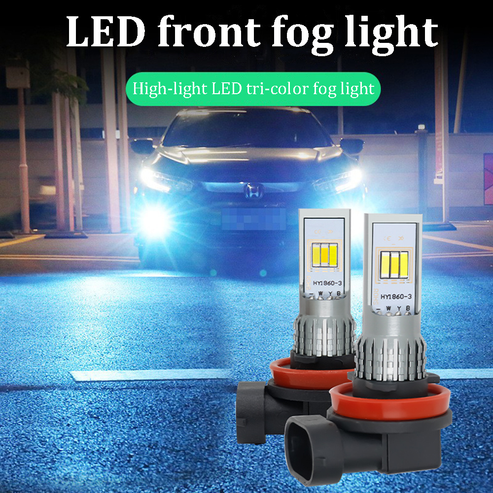 H8 H11 led fog light three color hb4 hb3 1860 6SMD H16 fog lamps H3 H4 H7 LED BULBS 880 881 H27 FOG LAMP PSX24W PSX26W BULB