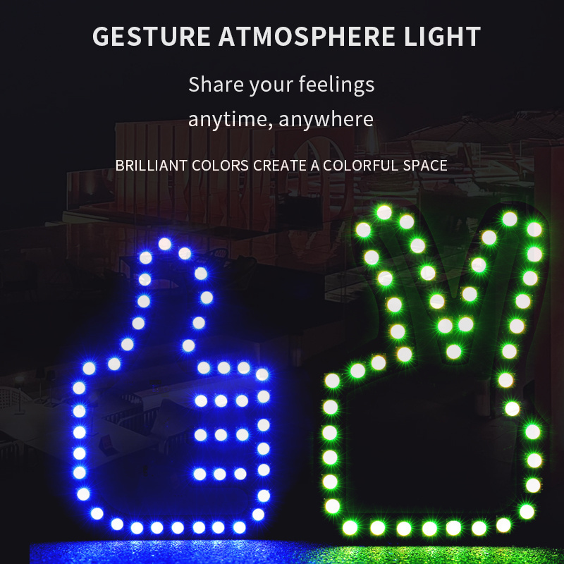 RGB Funny Middle Finger Gesture Car USB LED Light Creative Car Rear Windshield LED Warning Light Auto SUV Interior Sign Light