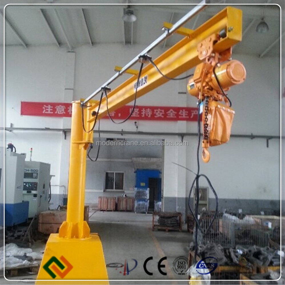 workshop swing arm jib crane with hoist