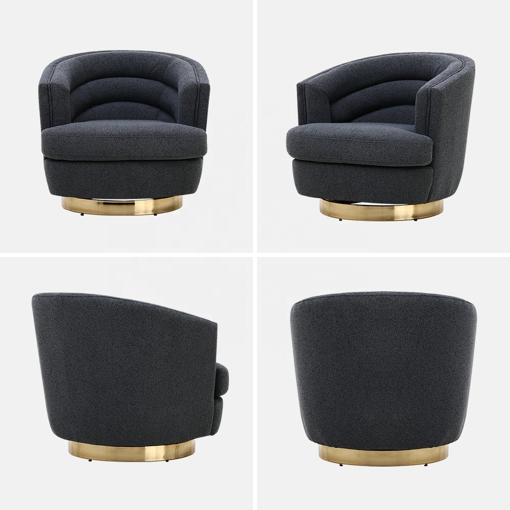 MODERN DECO 2079 360-degree lounge accent barrel swivel sherpa boucle chair