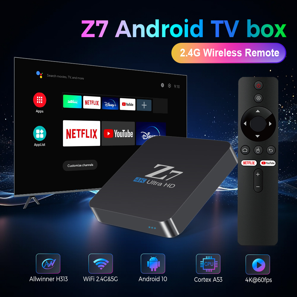 New Z7 ATV box  with IPTV player Allwinner H313 Android 11.1 android tv box smart settop box 2.4G wireless remote