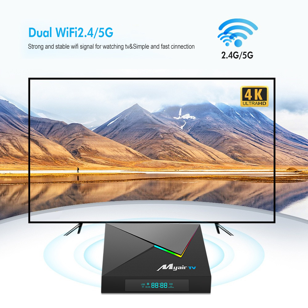 2024 GYS W5 Amlogic S905X3 TV Box Android 4k Android 13 ATV with BT Voice Remote 8G 128G OTT TV BOX