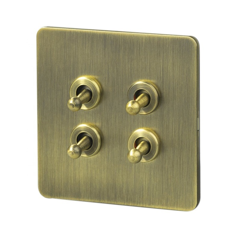 1-4 gang Fashion British Style off  spring return toggle 	 brass light switch