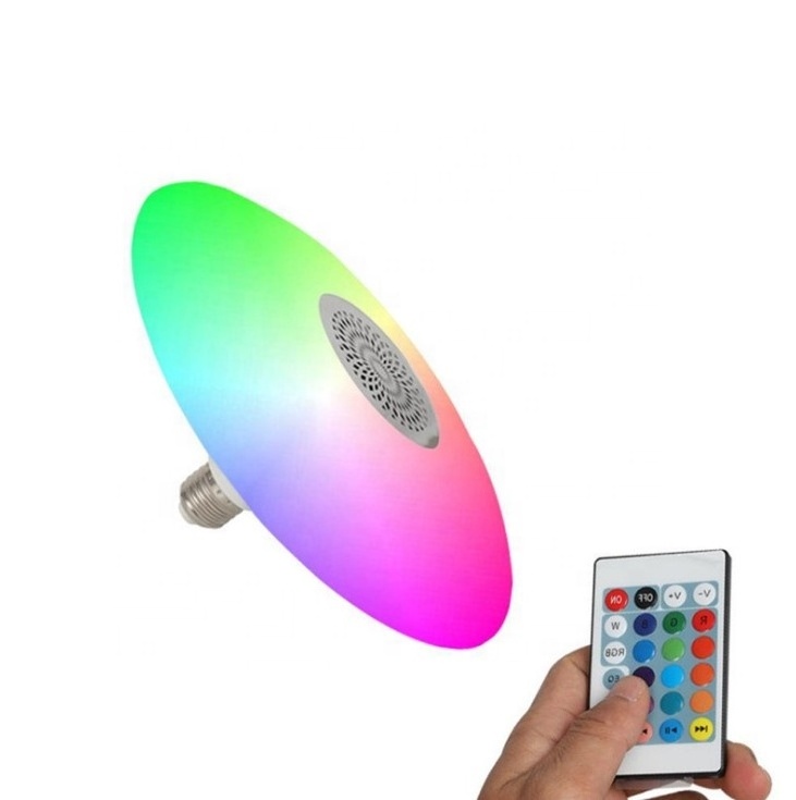 E27 BT Light UFO Music Bulb Smart LED BT Speaker Remotely Dimmable Party Music Bulb with 24 Button Remote Control