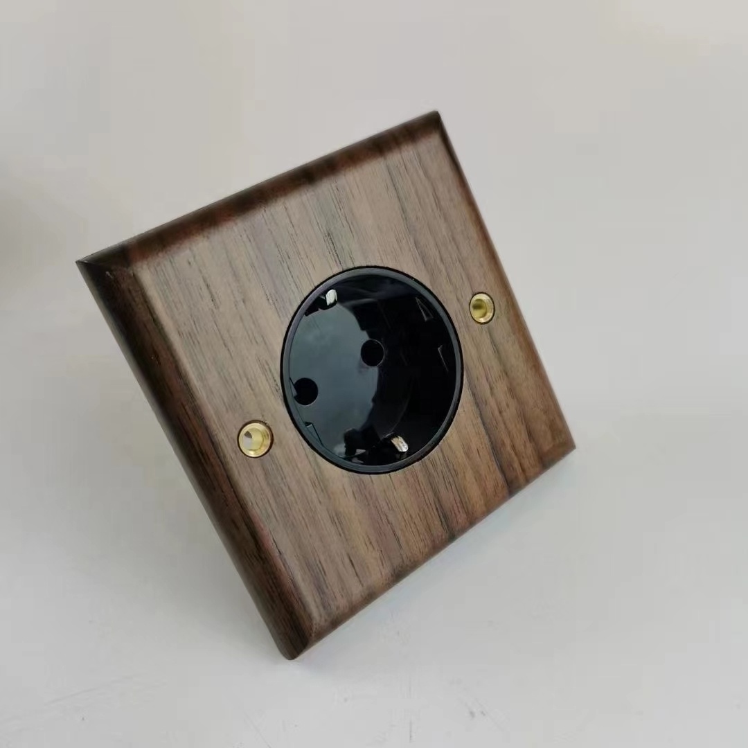 86 Black Walnut Panel Brass  copper toggle button wall switch wood plate antique design