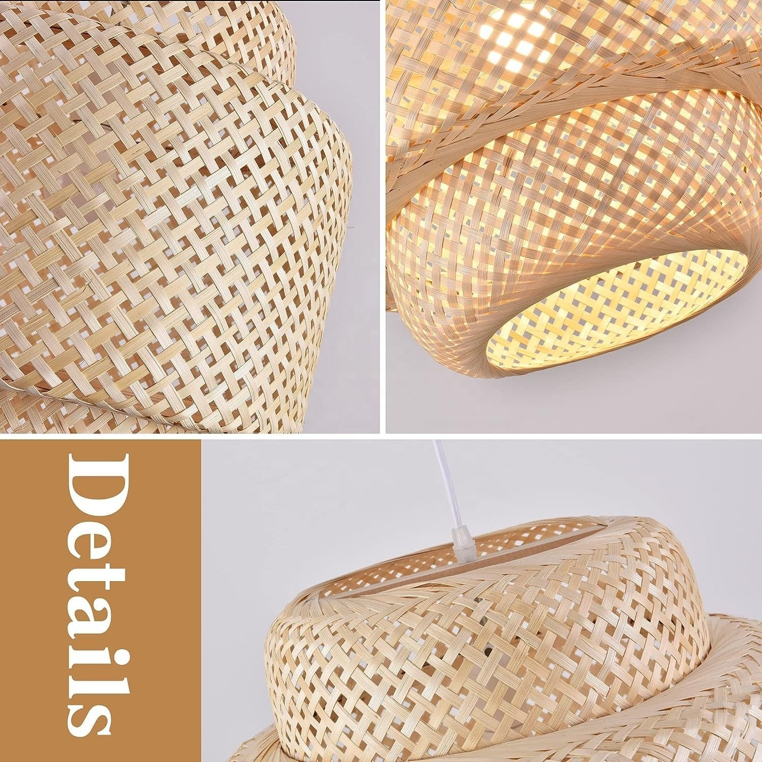 23 Vintage Fabric ceiling lamp chandeliers bamboo rattan natural hand-woven pendant light