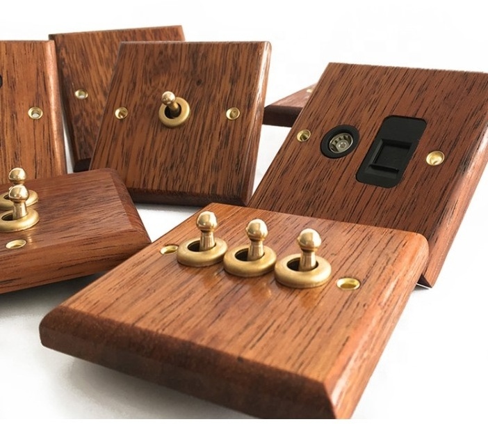 solid wood old retro brass light switch 1gang 2way wall sockets and switches uk