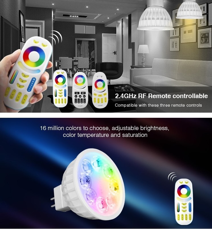 DC 12V Dimmable RGBW 2.4G Wireless MR16 zigbee rgb led bulb