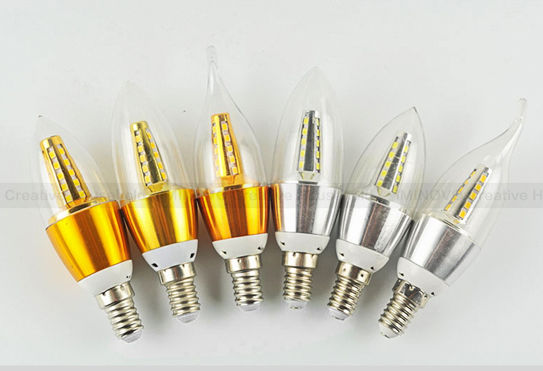 STOCK 0.5USD E14 5W 2835 SMD LED Candle Flame Light Bulb