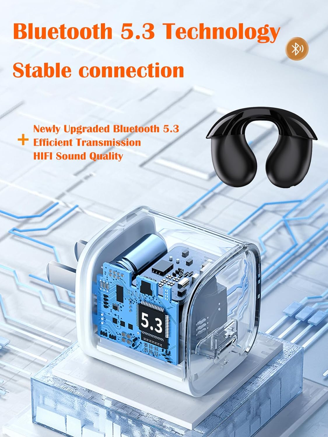 YYK Q69 Ear-clip Bone Conduction Headphones Painless Wireless Open Ear Clip Waterproof Mini Sport Running Earring tws earbuds