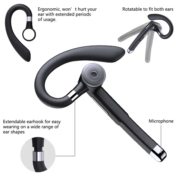 YYK-520 Ear Hook business earphones HD Voice Single Ear Headset with Noise Cancelling Microphone