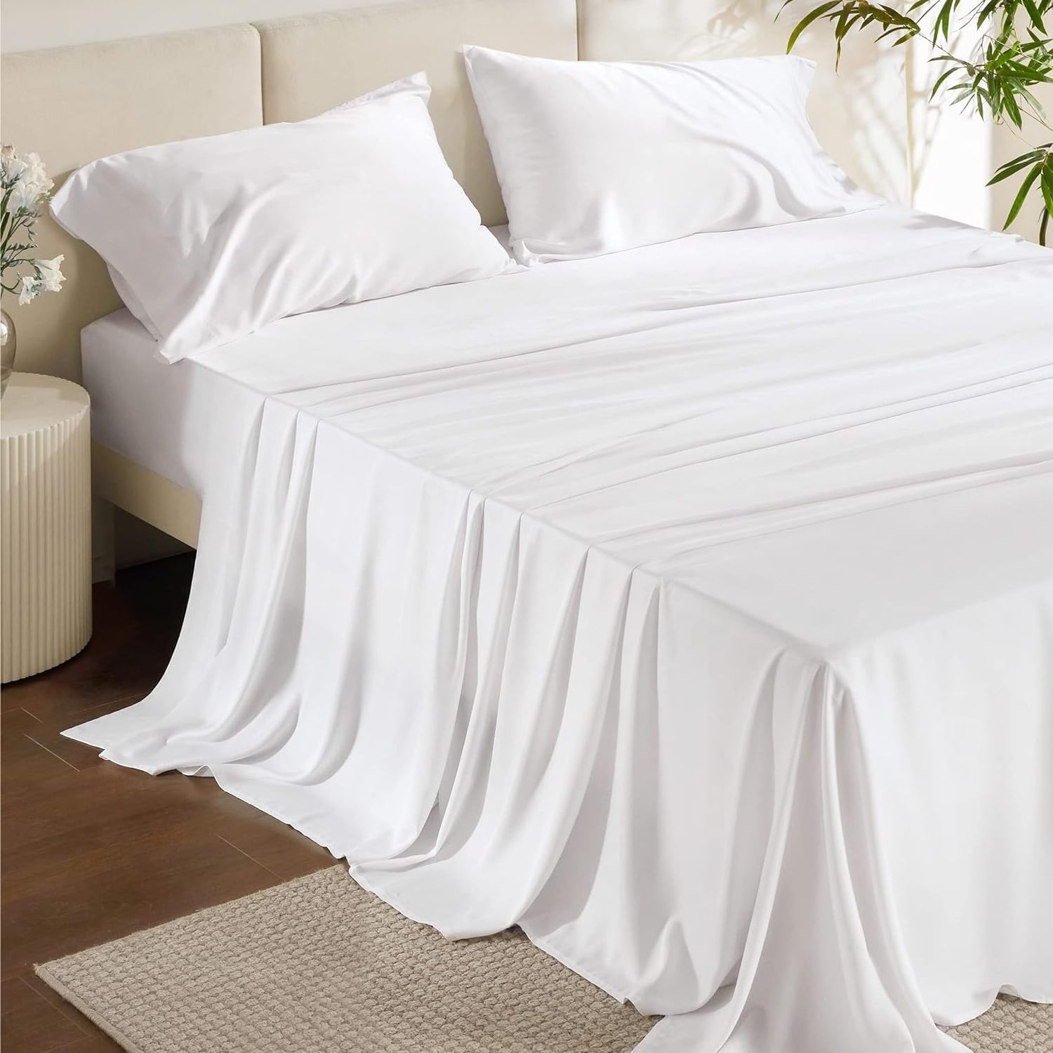 ECO Friendly Silk Smooth Bamboo Pillow Case Bed Sheets Bed sheet 100% Bamboo Fiber Bamboo Lyocell Bedding Set