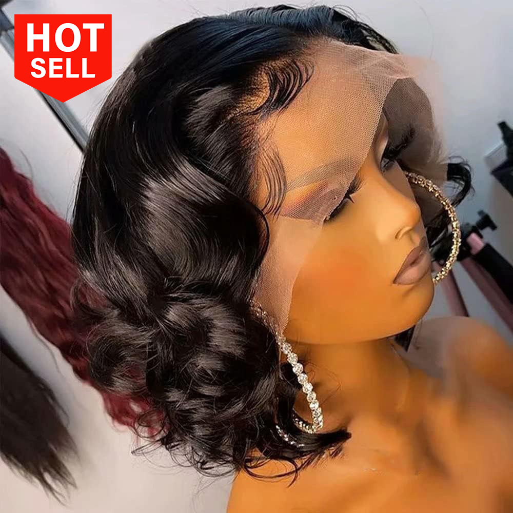 Short Wig Human Hair 13x4 Lace Front Human Hair Wigs For Black Women HD Transparent Loose Deep Wave Short Bob Wig Brazilian Bob