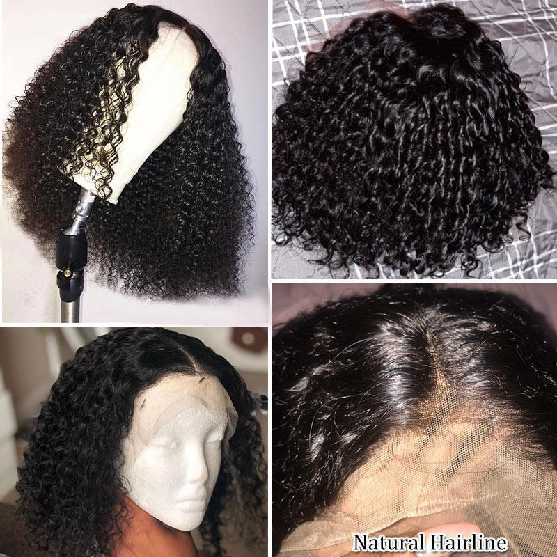 Bob Wigs Human Hair Short 13x4 Curly Lace Front Wigs for Black Women Human Hair Water Wave Wig with Baby Hair Natural Color